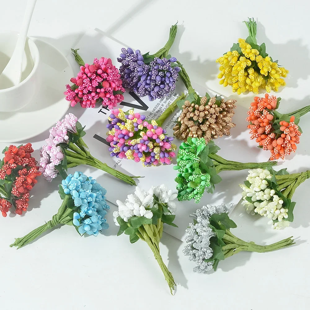 12/144pcs Artificial Stamen Sugar Handmade Flower Wedding Decoration Pistil DIY Wreath Needlework