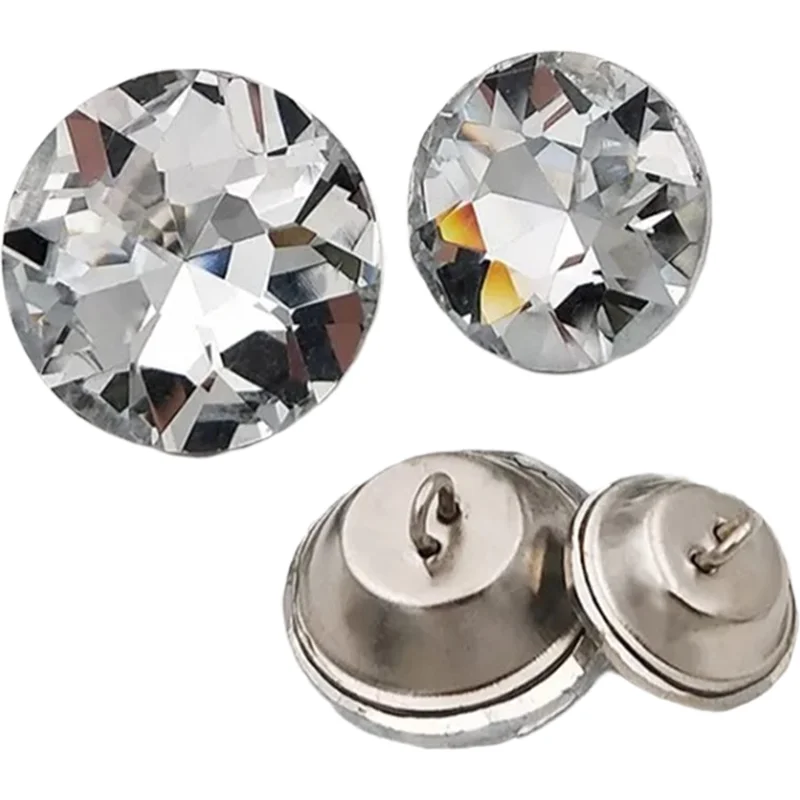 50pcs/lot Crystal Diamante Rhinestone Buttons for Clothes Round Sewing Crystal Sofa Buttons Crafts