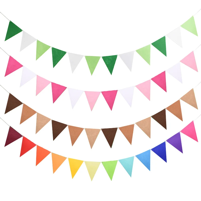 12 Flags 2.5m 19Colors Birthday Bunting Banners Baby Shower Pennant for Wedding Garland Flags Party