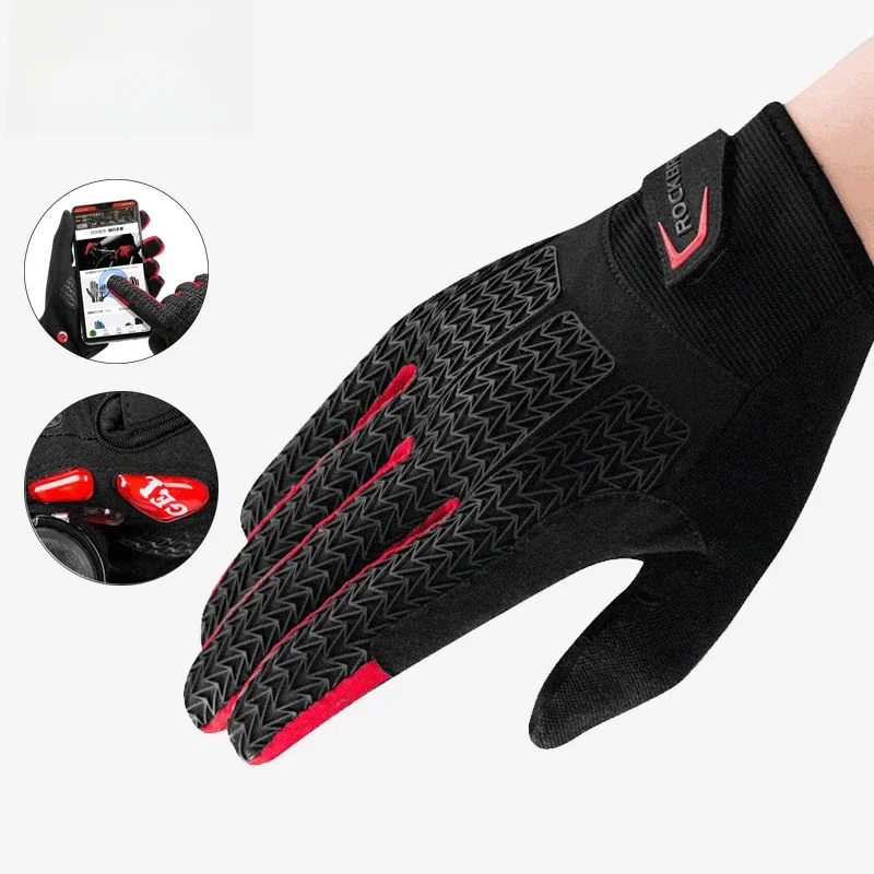 ROCKBROS Cycling Gloves Touch Screen Windproof Gloves MTB Bicycle GEL Pad Shockproof Full Finger