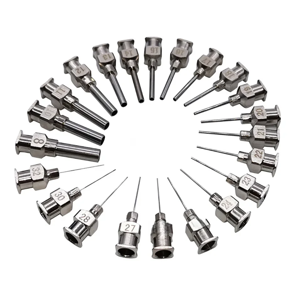 12pcs 1/2 Inch Dispensing Needles 8 9 10 11 12 13 14 15 16 17 18 19 20-30g Stainless-Steel Metal Syringe Dispenser Glue Blunt
