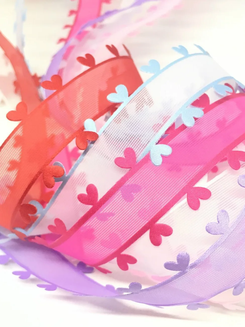 5Y 2.5cm 18colors Heart Organza Ribbon For Scrapbook Easter Wedding Christmas Deco Handmade DIY