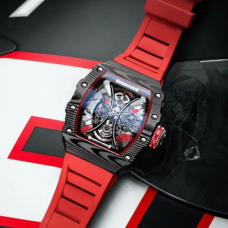 FEICE Men Skeleton Automatic Mechanical Watch Double-Sided Sport Luxury Brand Men's Watch Waterproof