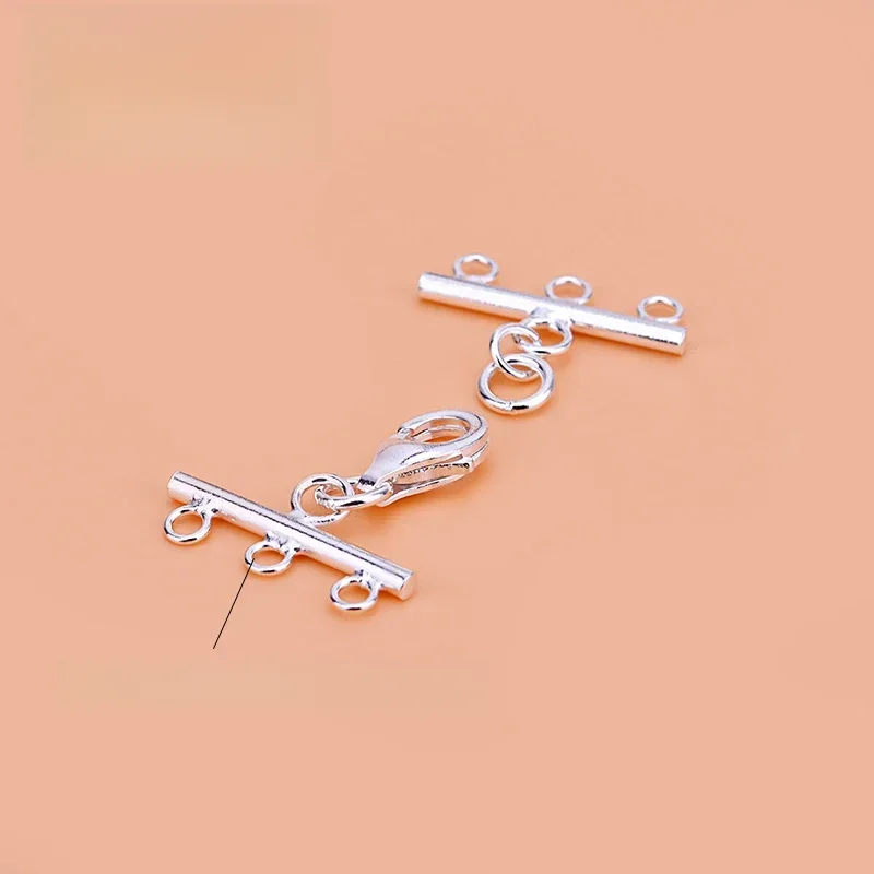 925 sterling silver jewelry accessories three row chain buckle collar Bracelet tail buckle bracelet necklace manual DIY material