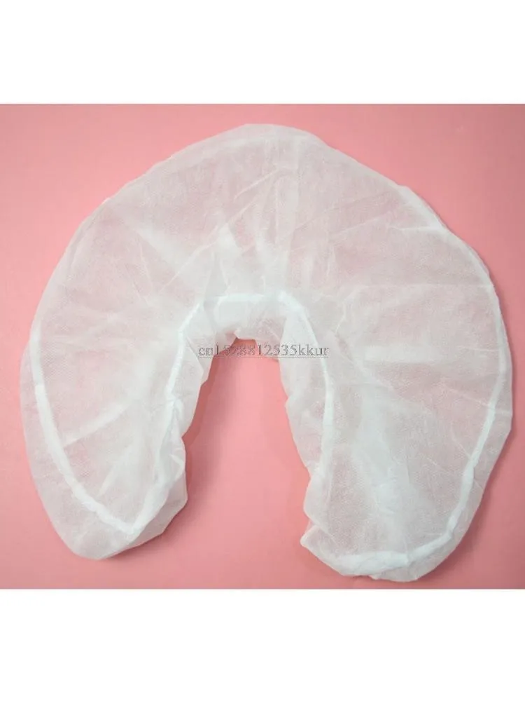 50x Elastic White Non Woven Disposable Massage Bed Table Face Rest Down Cradle Cushion Covers Pad for Beauty Salon