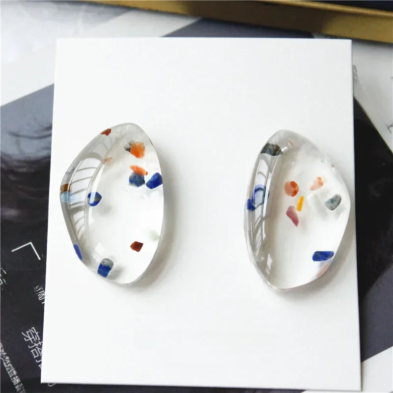 Asymmetric Transparent Acrylic Stone Earrings Bohemian Fashion Contracted Personality Euramerican Style Hyperbole Women Jewelry