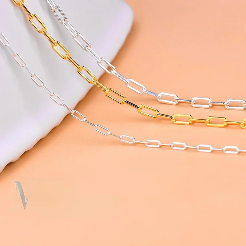 S925 sterling silver cross chain semi-finished rectangular O-shaped chain handmade DIY bracelet anklet material accessories