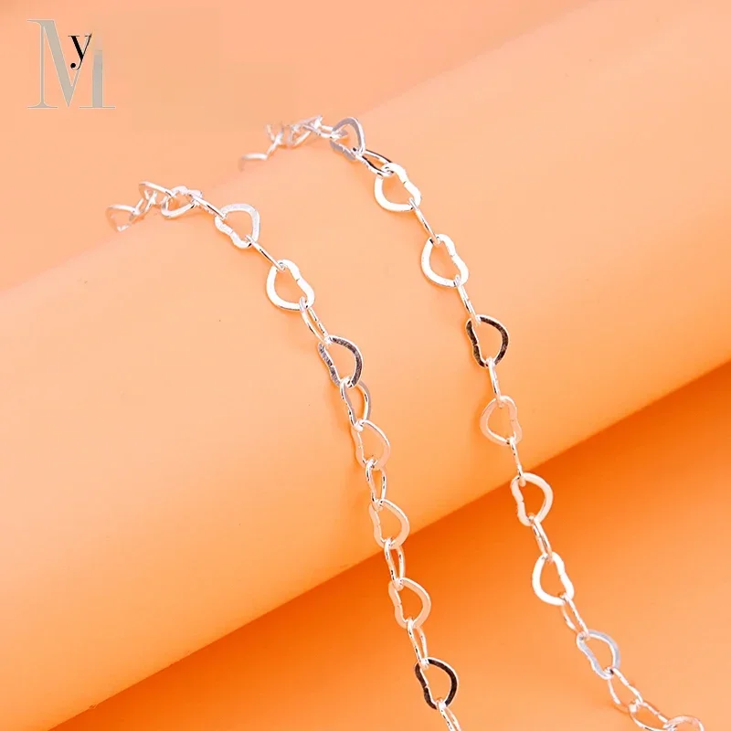 925 sterling silver heart-shaped chain love chain loose chain handmade DIY semi-finished product bracelet necklace material