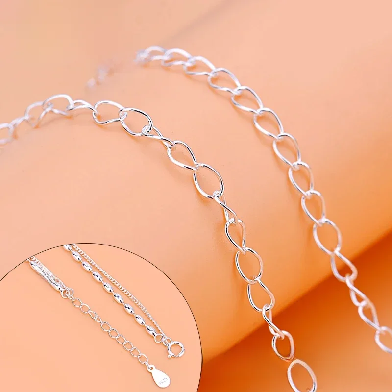 S925 Sterling Silver Tail Chain Bare Chain Bulk Chain Handmade DIY Semi-finished Bracelet Anklet Necklace Chain Material