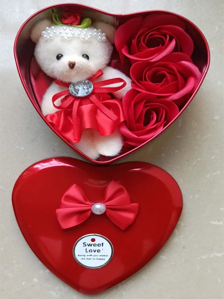 Hot sale Stuffed Animal toys cartoon Teddy Bear plush Doll Heart-Shaped gift box Romantic Wedding Valentine gift
