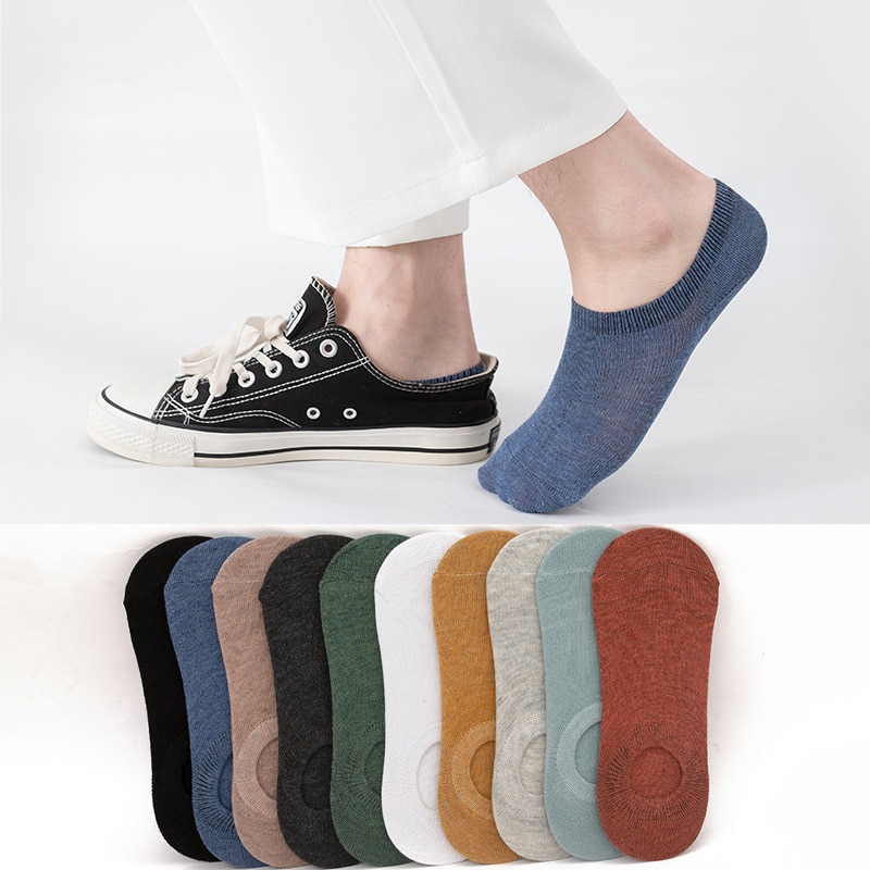 10 Pieces = 5 Pairs Women Solid Colors Invisible Sock Slippers Female Thin Fashion Candy Color Short No Show Low Cut Boat Socks