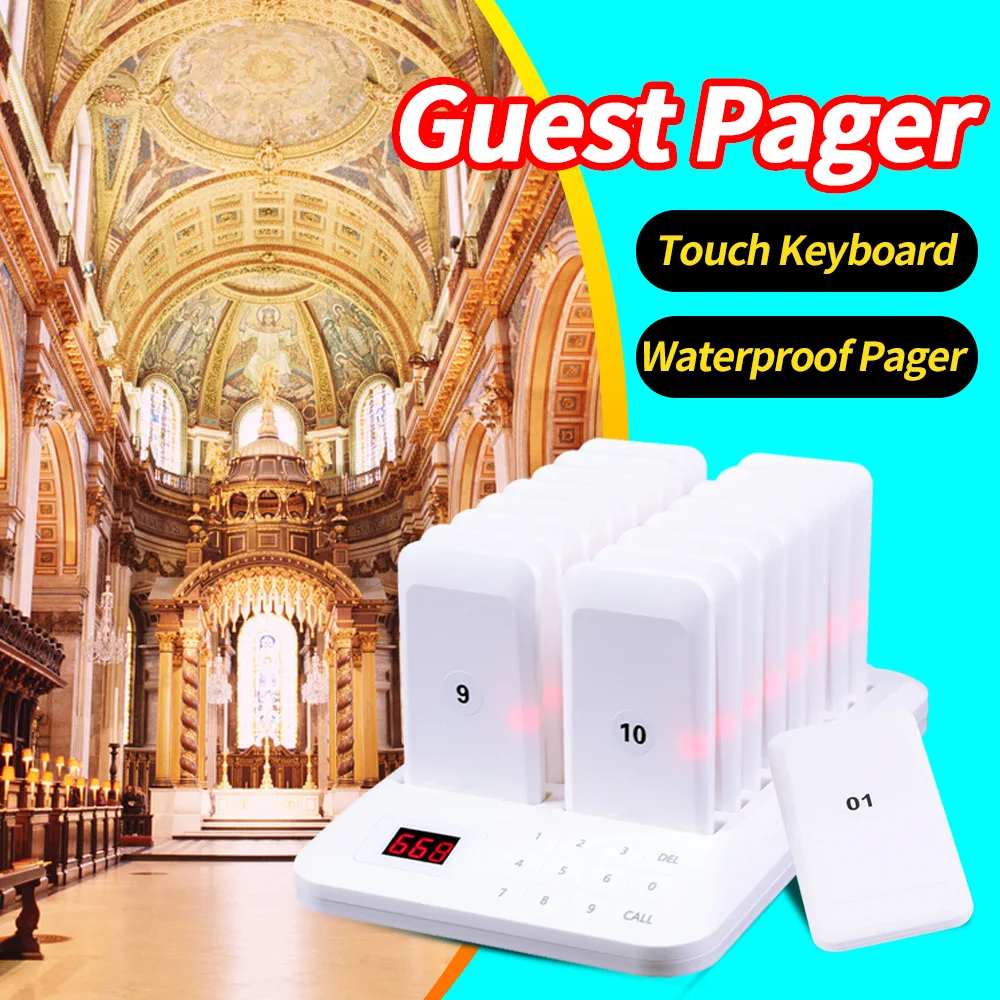 Wirelesslinkx Wireless Calling Restaurant Pager Guest Queue Dining Hall Paging System for Food Court Barber Cafe Coffee Shop
