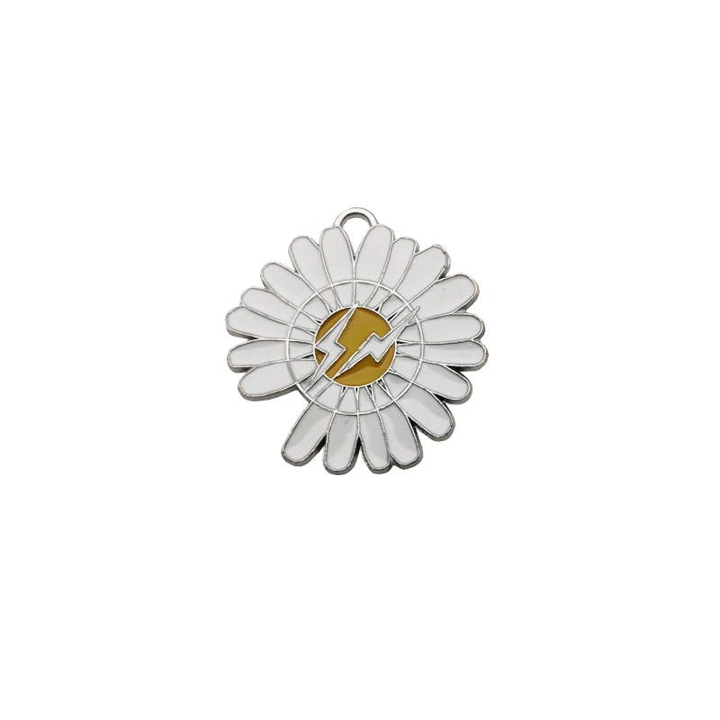 10pcs White Daisy Sunflower Enamel Charms Silver Color Metal Pendants For Girls DIY Jewelry Bracelet