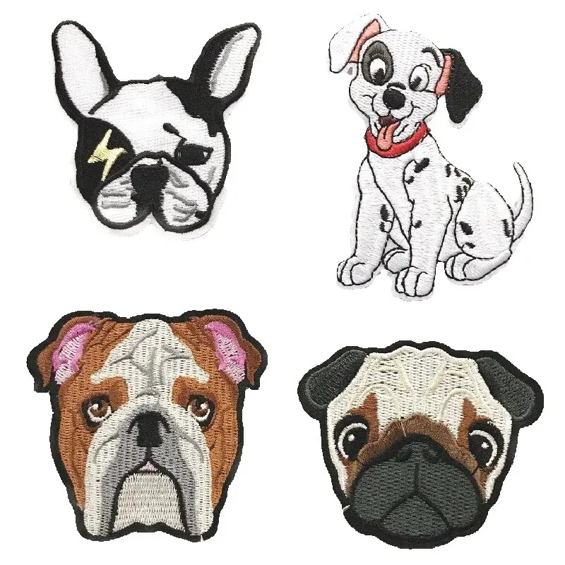 Spotted dog lovely dog head Patch Iron on Embroidered Sewing Applique On Fabric DIY for Clothing