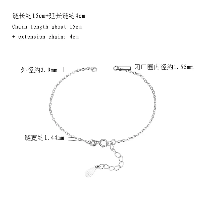 S925 sterling silver temperament double ring cross bracelet semi-finished jewelry DIY accessories