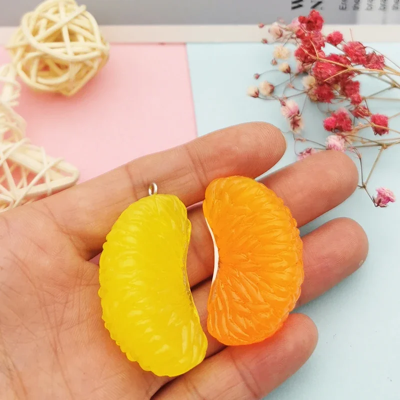 10pcs/bag Resin Simulation Fruit Orange Charms One Petal Orange Pendants Earring Keychain Bag
