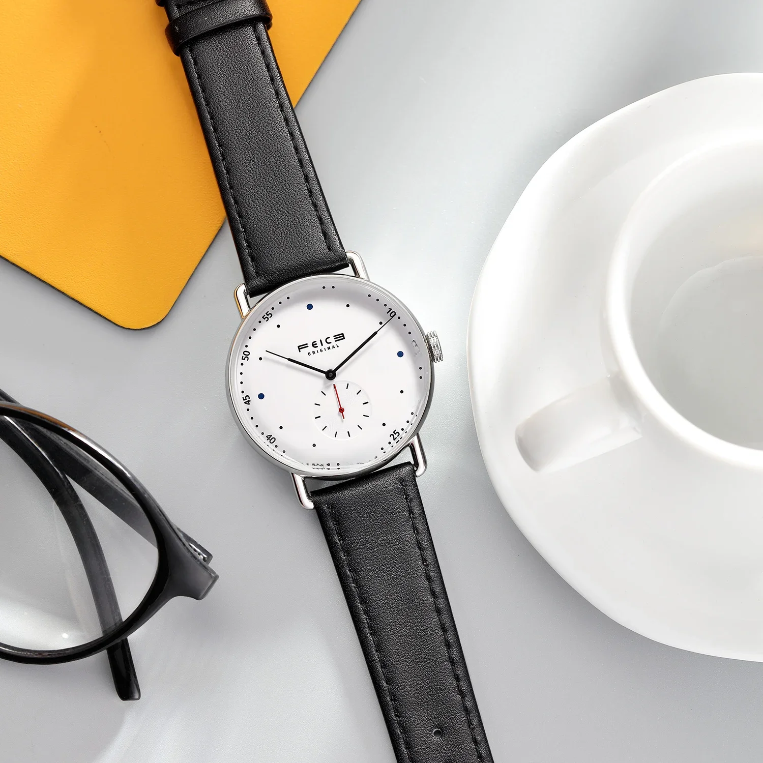 FEICE Fashion Men's Automatic Watch Unisex Classic Bauhaus Mechanical Watch Curved Mirror Waterproof