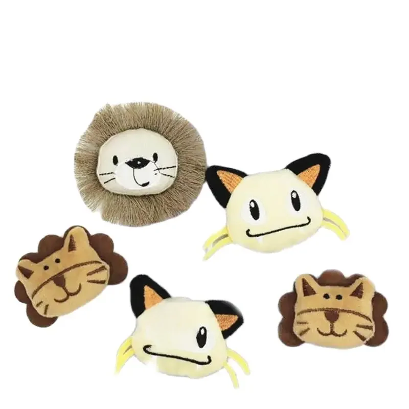 10pcs/lot Kawaii Plush Fabric Patches Cartoon Beard Cat/Lion Padded Appliques Kids Headwear Garments
