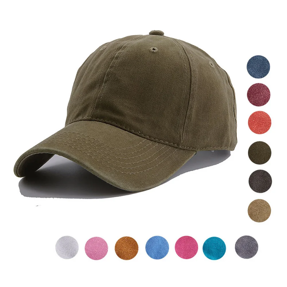 Washed Cotton Pure Color Light Board Women Men Baseball Cap Multi-Color Optional Bone Cap Adjustable