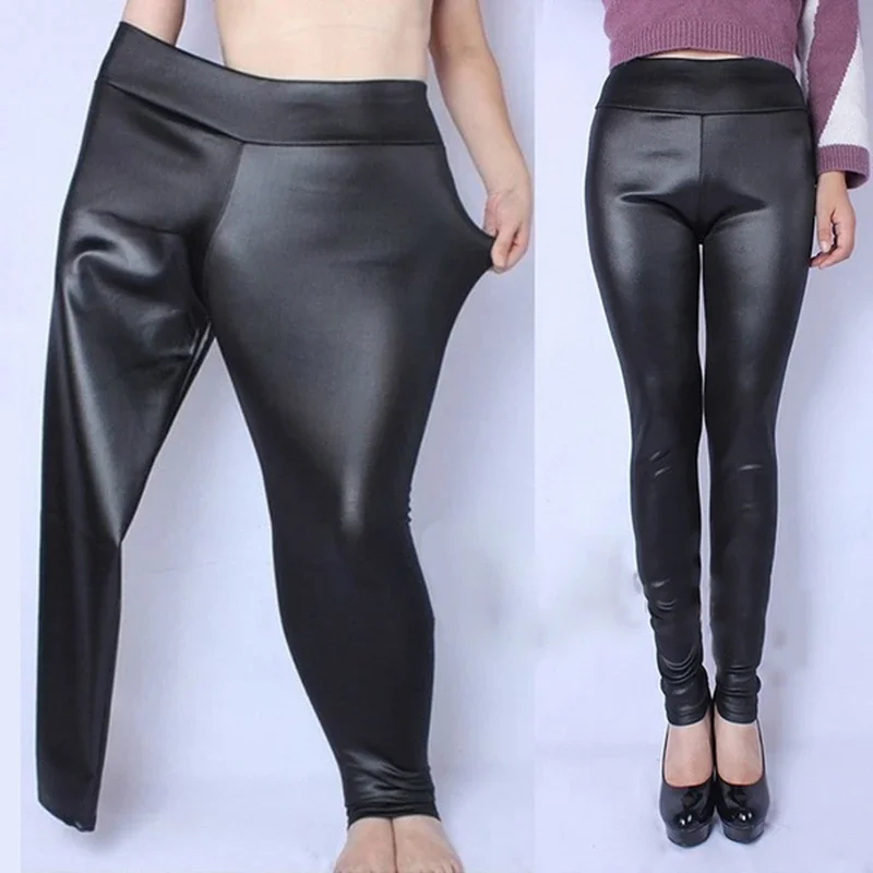Faux Leather PU Pants Plus Size XL-5XL High Waist Pencil Pant Women Trousers Casual Sexy Skinny