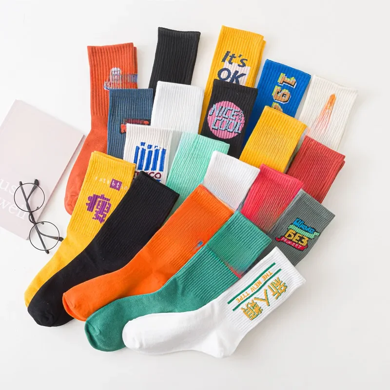 Men's Socks Fashion Harajuku Style Unisex Funny Street hip Hop Happy Skateboard Socks Sports Crew Calcetines Divertidos