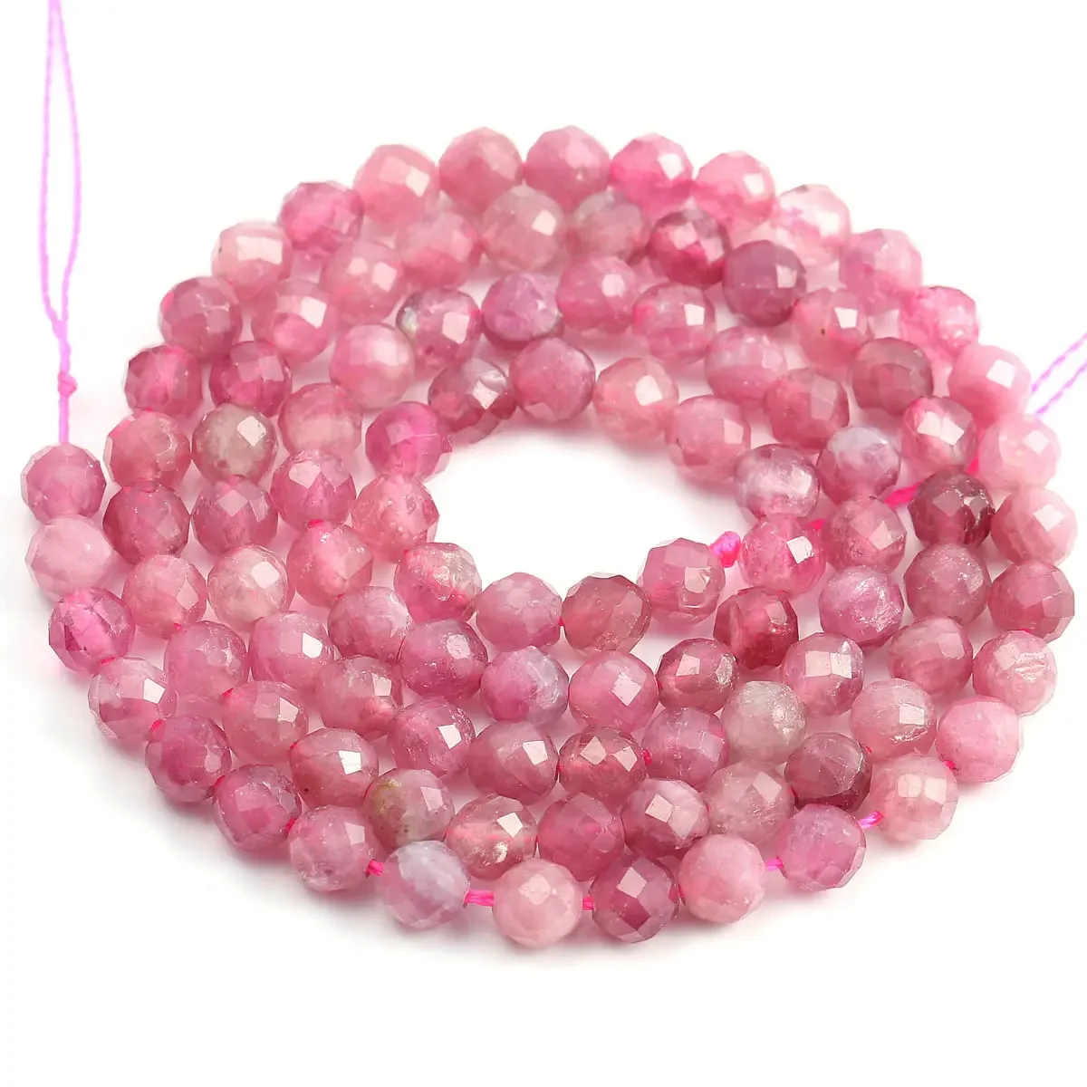 Faceted Rose Tourmaline Beads Natural Stone Quartz Loose Beads for DIY Bracelet Necklace Jewelry