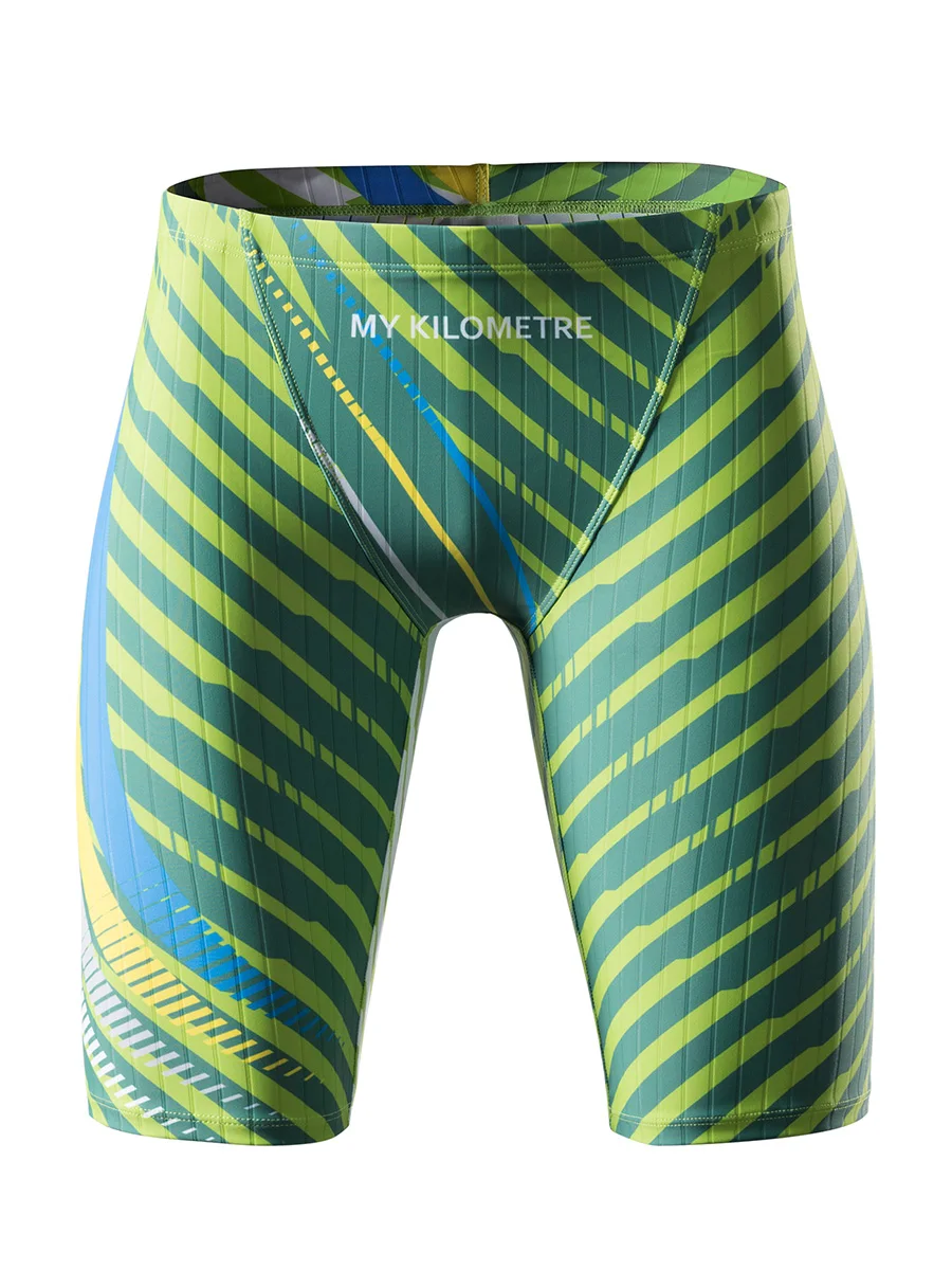 MY KILOMETRE Mens Swimsuit Jammer Endurance Athletic Training Swimsuit Racing Swimming Trunks Shorts Swimwear Men Swim Jammers