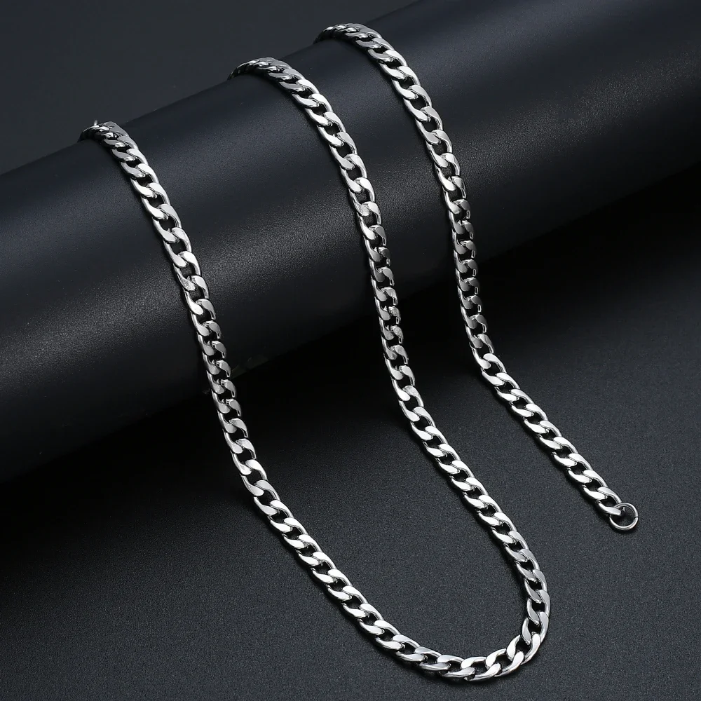 Width 6MM Stainless Steel Men's Chain Necklace Hip Hop Rock Style Jewelry Titanium Steel Cuban Link