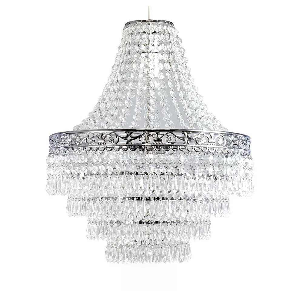 Blenheim 47cm Plastic Large Acrylic Chandelier Shade Easy Fit Pendant Droplets Lamp Shade no Bulb (Without Light Cord Kit)