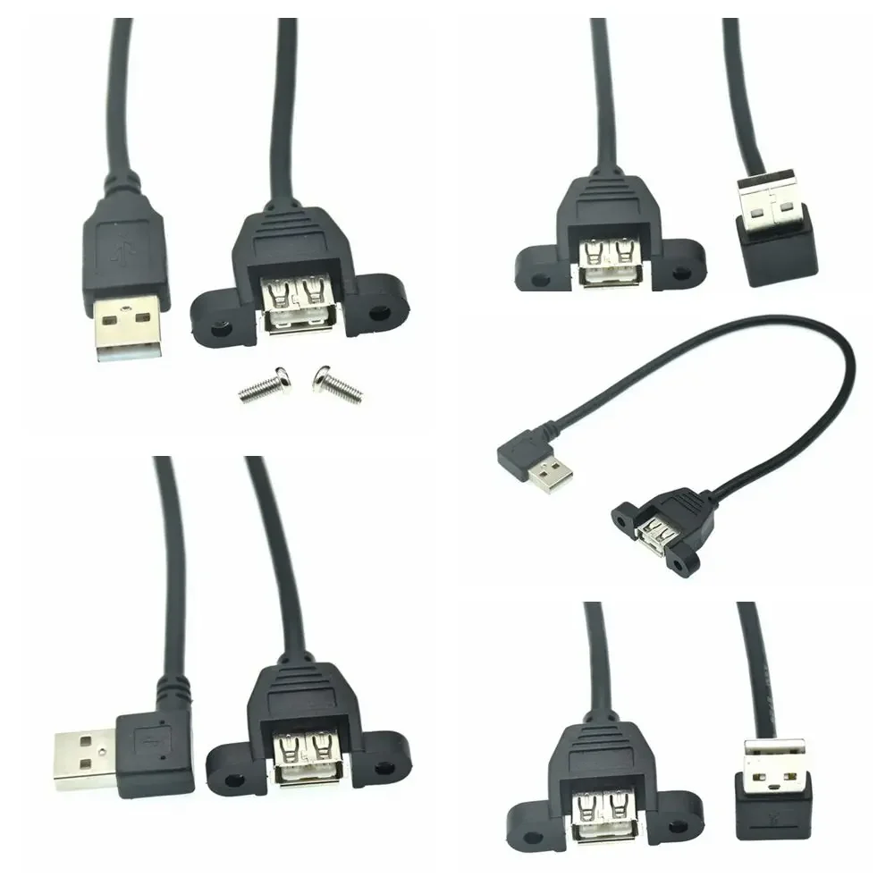90 Degree Up & Down & Left & Right Angled USB 2.0 A Male Connector to Female Extension Cable With Panel Mount Hole 2