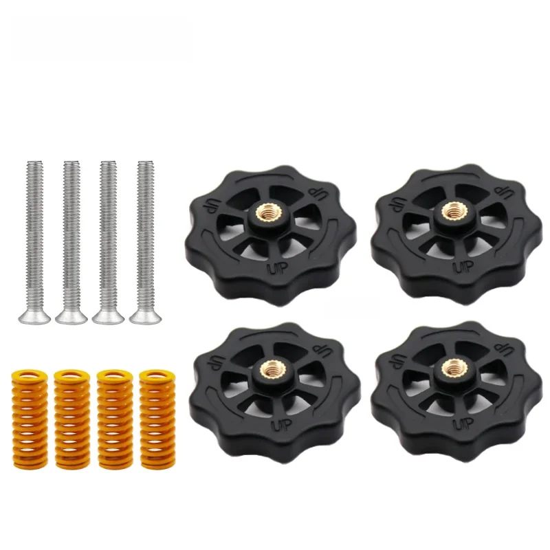 Maccurat 3D Printer Parts Heated Bed Spring Leveling Kit Adjustment Nut+Springs+ Screw Heatbed Kit