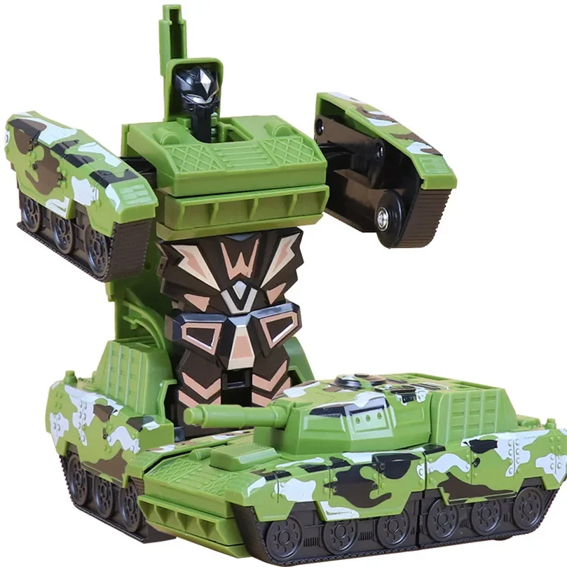 4 Colors Mini Military Tank Deformation Robot Toy Car For Boy Impact Transformation Vehicles Tank
