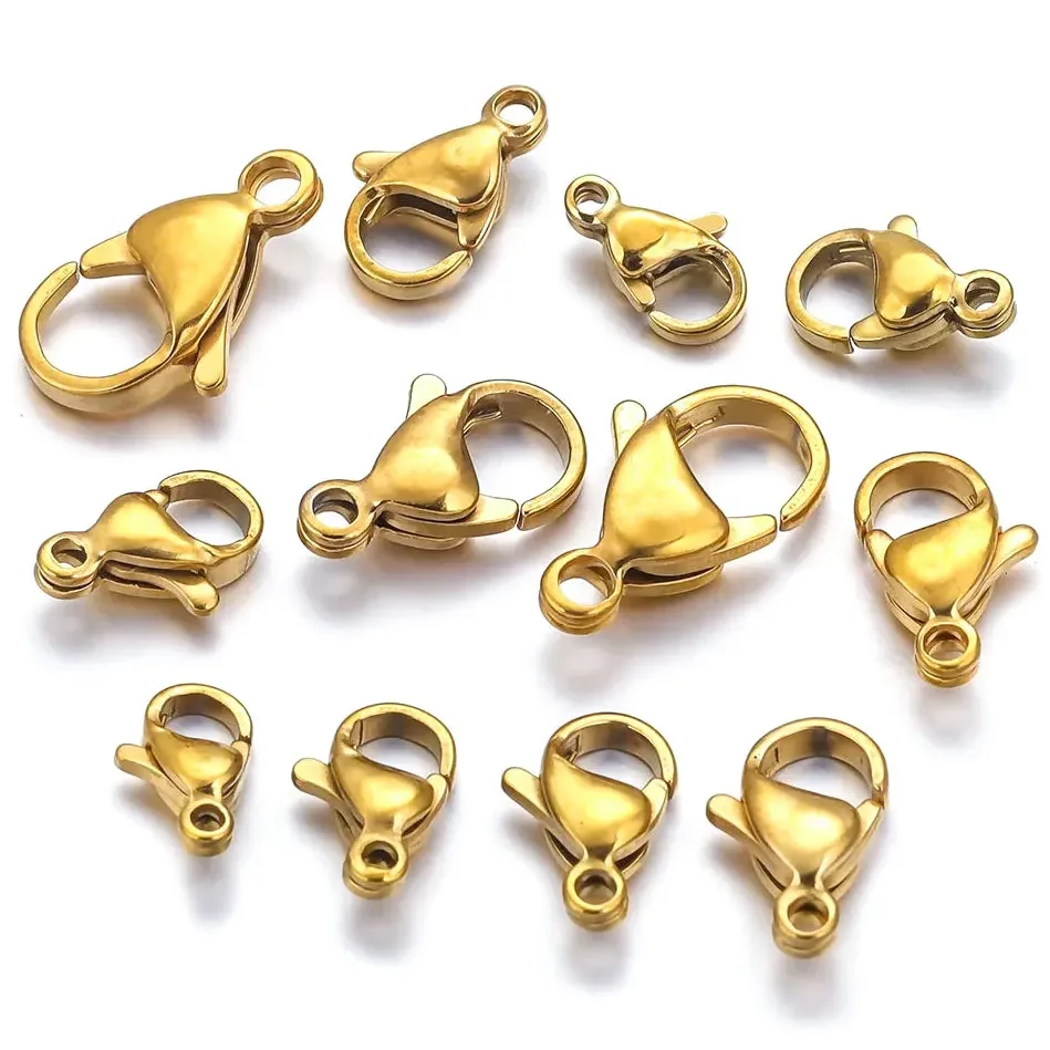 20pcs/lot Stainless Steel Rose Gold Lobster Clasp Hooks for Necklace Bracelet Chain DIY Fashion Jewelry Making Findings Supplies