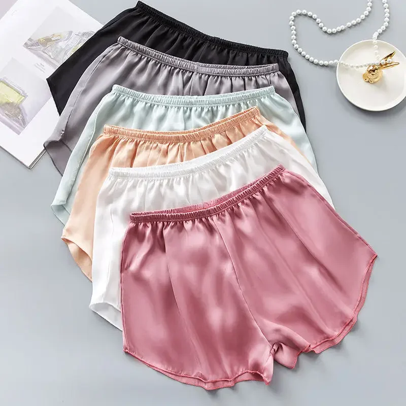 Sexy Fashion Satin Women Pajama Shorts 2023 Summer Female Korean Style Cute Elastic Waist Plus Size