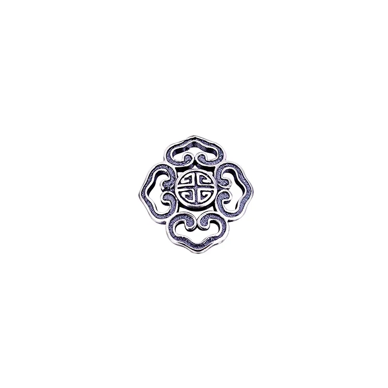 925 retro Thai silver jewelry Shouzi peony button round pattern button hand string DIY Beaded