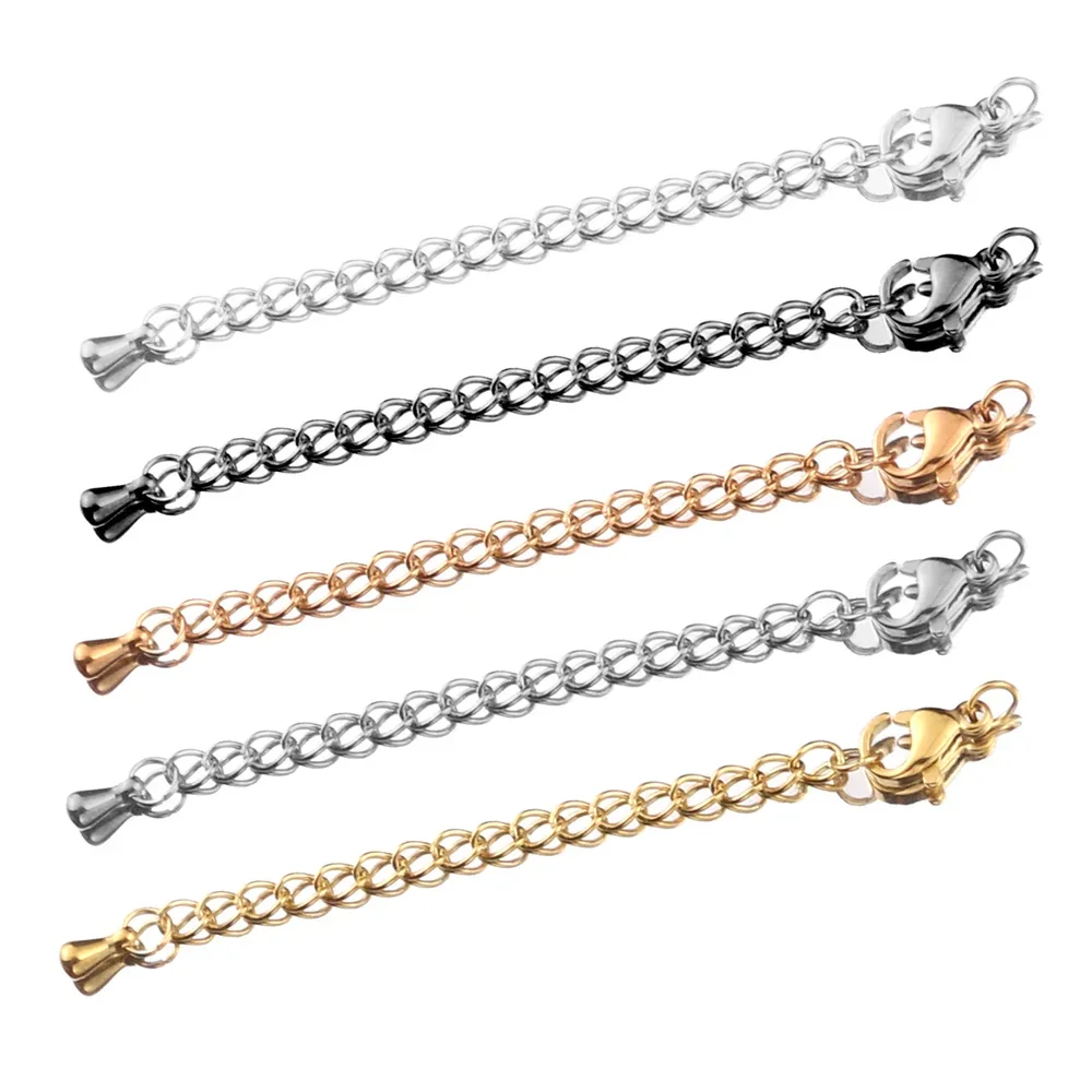 10pcs/lot Stainless Steel Lobster Clasps Extended Extension Tail Chain Connector for Jewelry Making Findings Bracelet Necklace