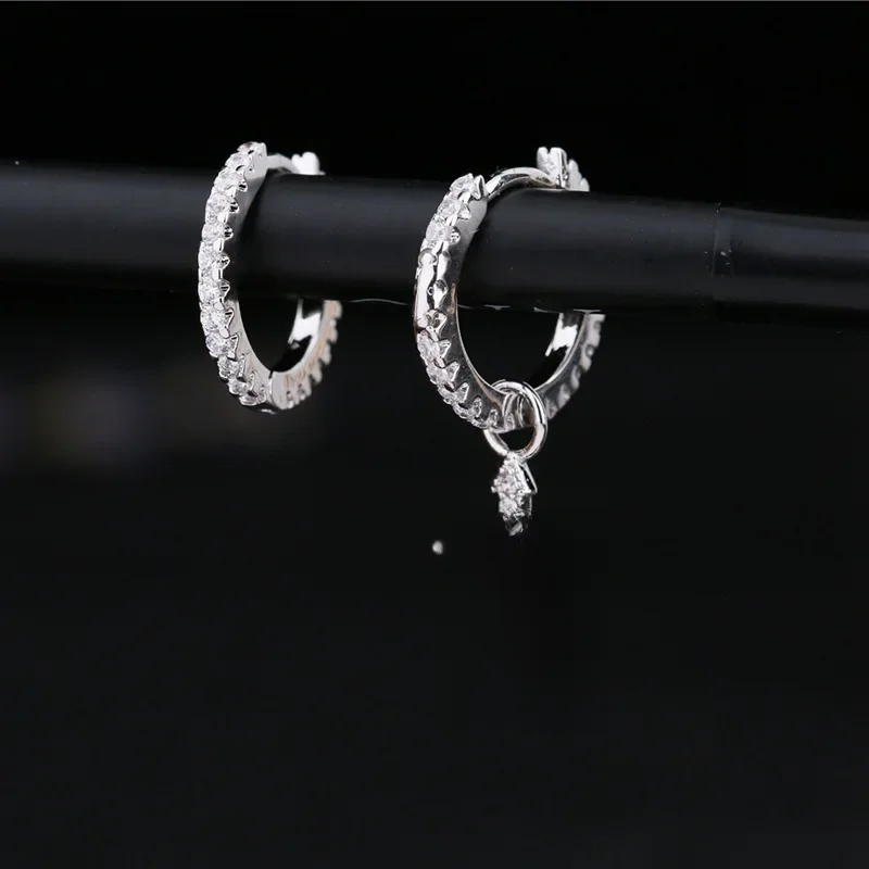 Y2K Gothic Mini Zircon Cross Drop Pendant Hoop Earrings Punk Hip Hop Female Piercing Dangle Earrings