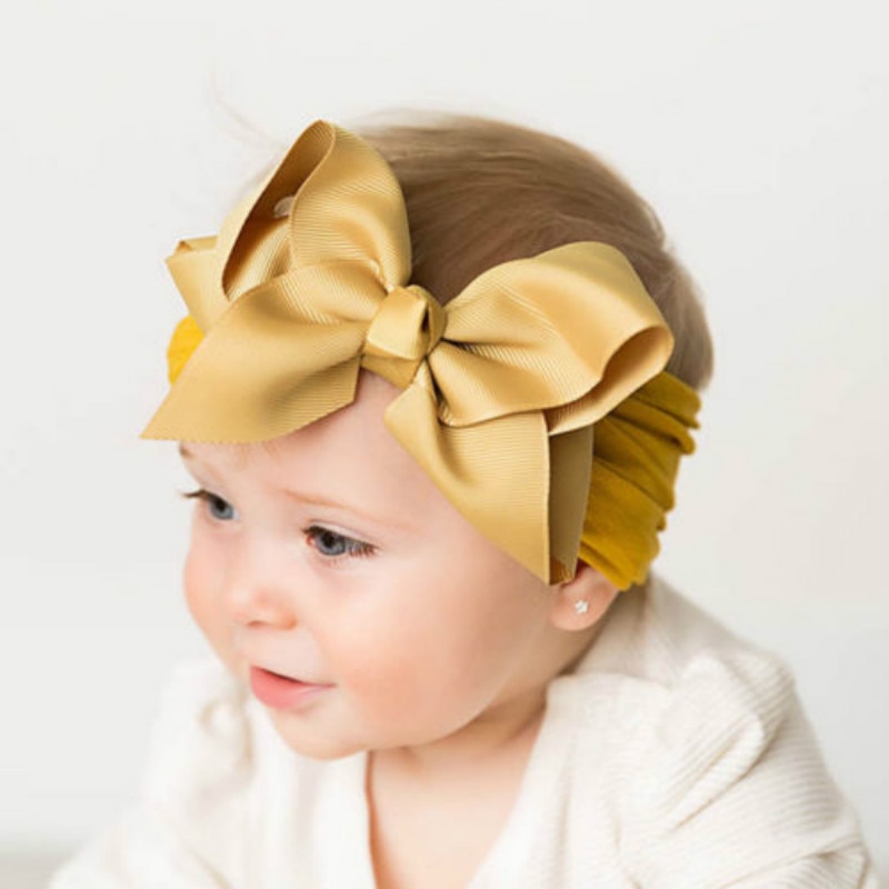Cute Newborn Infant Headband Kids Girls Nylon Bow Knot Hairband Stretch Girl Head Wrap Headwear Accessories Gifts 21 Colors