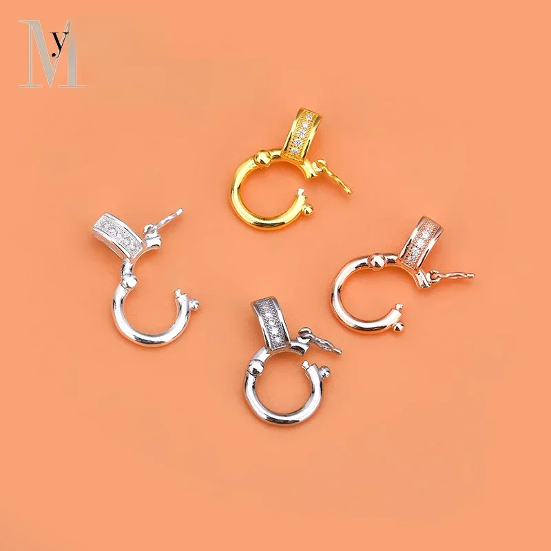 925 pure silver Thai silver DIY jewelry with ring button accessories can be opened, mechanical buckle, manual bead material