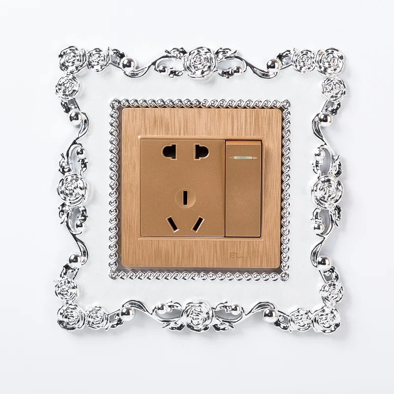 New Switch Sticker Resin Single Light Switch Surround Socket Finge Switch Cover Square Shape Switch