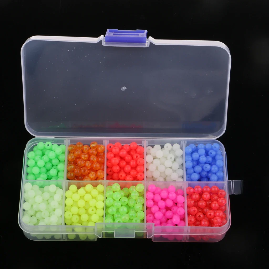 1000 Pieces Round Luminous Fishing Beads Glow in Dark Lure Float Floating Tackles Multicolor Fishing