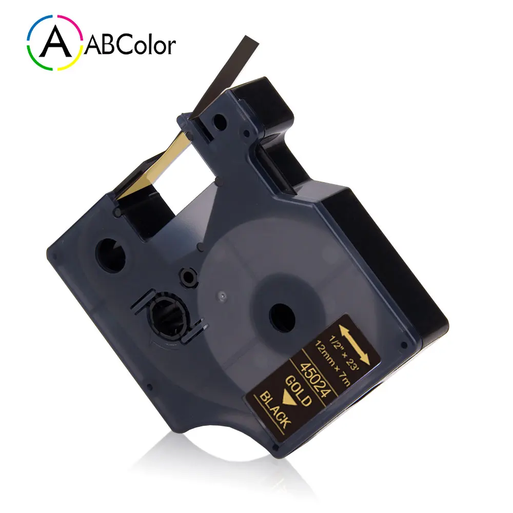 For Dymo D1 Tape 45024 Label Tape Gold on Black 12mm Printer Ribbon 45013 Tape  For Dymo LM 160 280