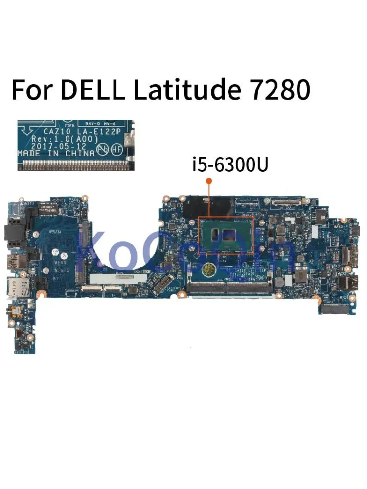 For DELL Latitude E7280 7280 Laptop Motherboard I5-6300U CN-09PJNK 09PJNK CAZ10 LA-E122P SR2F0 DDR4 Notebook Mainboard Tested