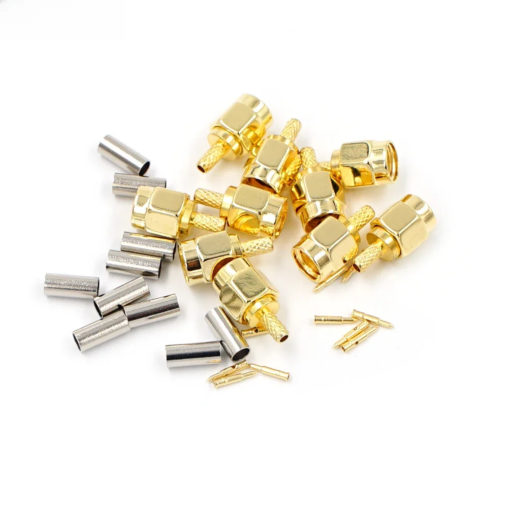 10Pcs High-quality SMA Male Plug crimp for RG174 RG316 RG178 RG179 LMR100 Cable RF Connector