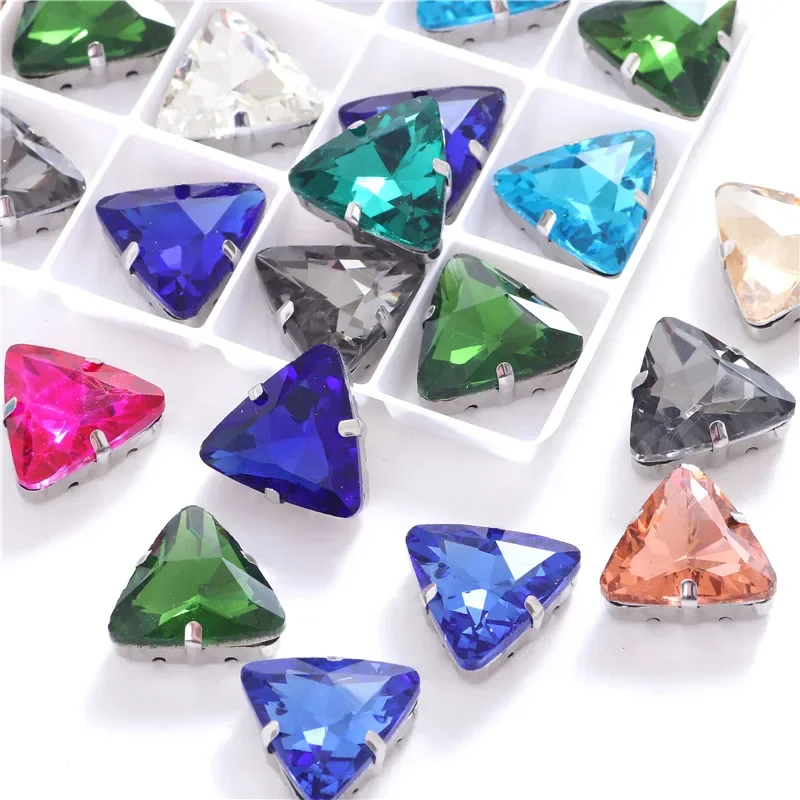 18mm Glass Crystal Sewn Rhinestones With Silver Claw Flatback Sew on Stone Strass Rhinestones for