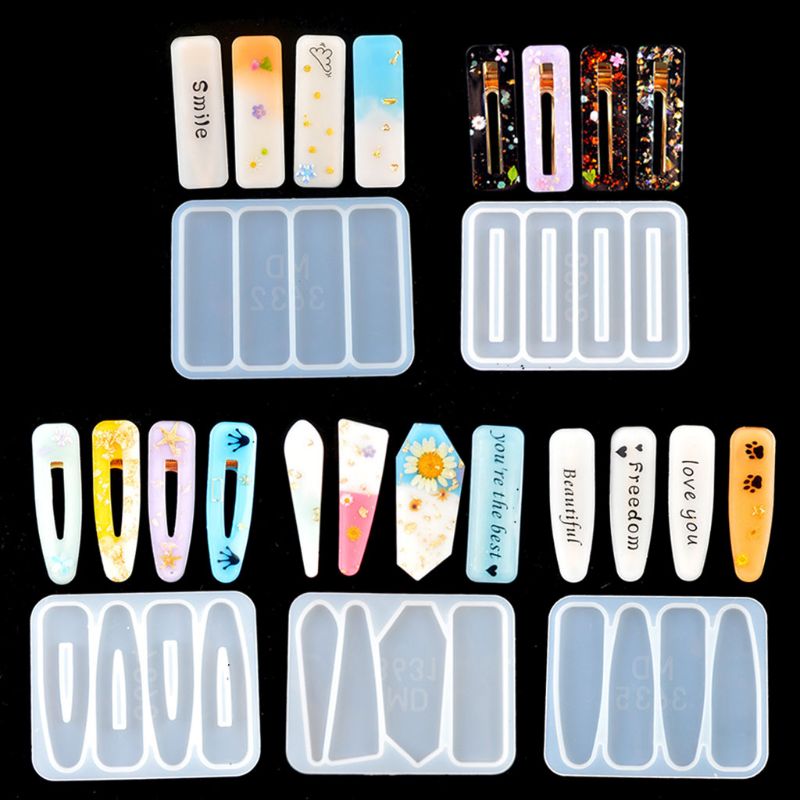 Handmade Barrettes Silicone Epoxy Resin Molds DIY Hair Pin Acrylic Mold Alligator Hair Clip Molds