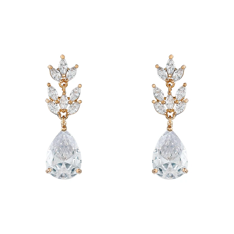 WEIMANJINGDIAN Brand Cubic Zirconia Dainty Teardrop Crystal Earrings for Women Wedding Bridal