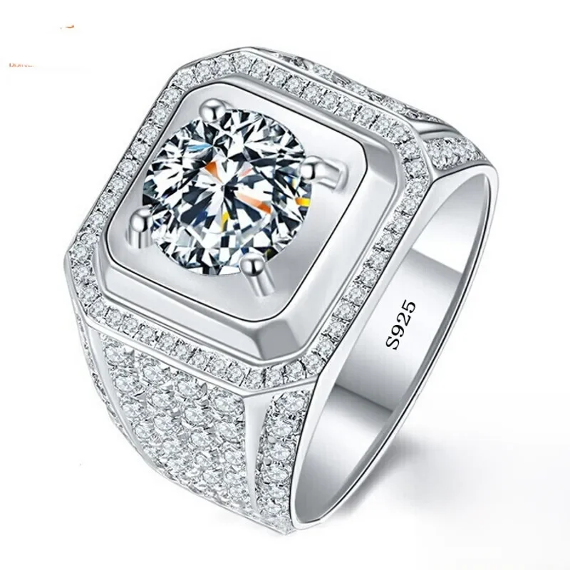 Solitaire Male 4ct Lab Diamond Gemstones Ring 925 sterling silver Jewelry Engagement Wedding band