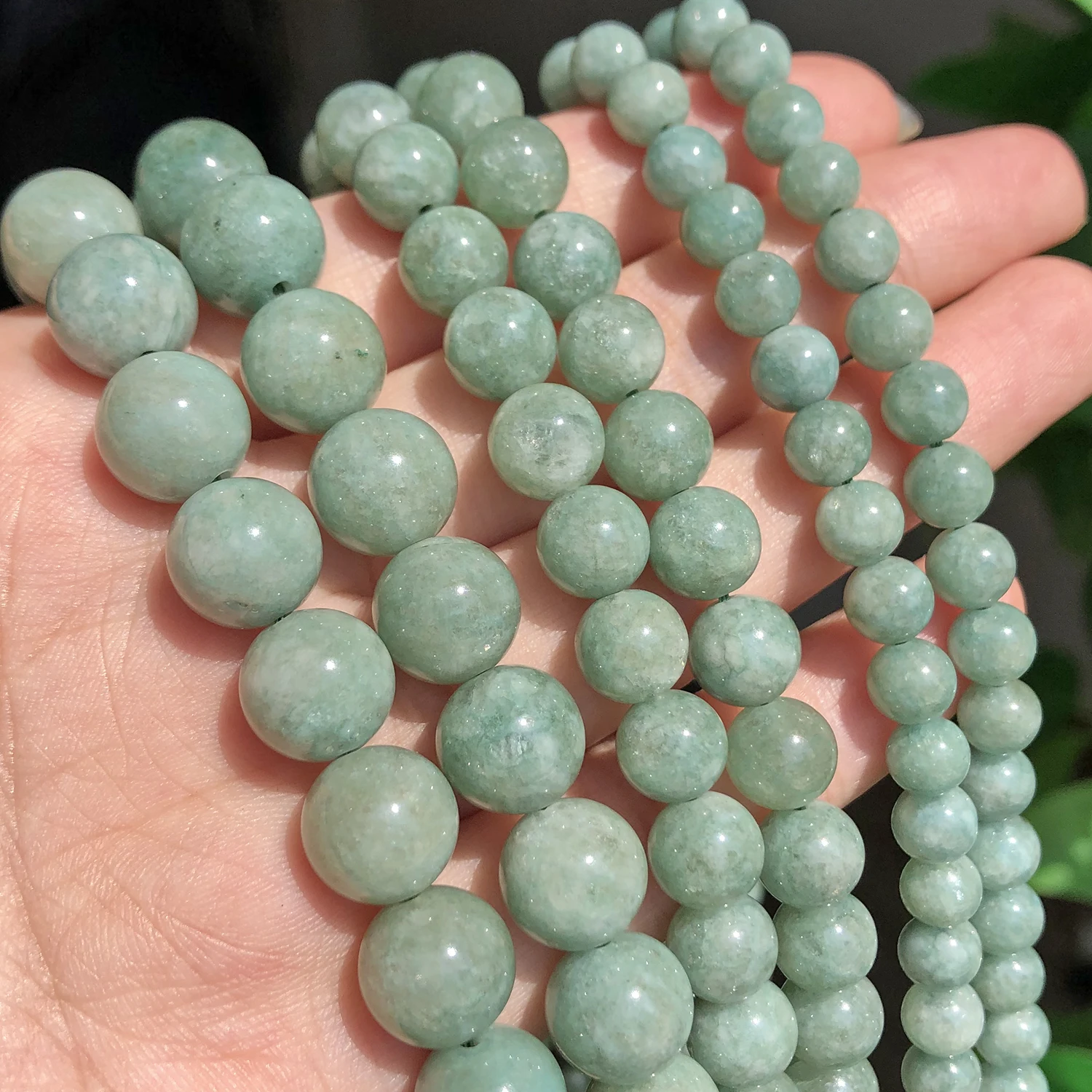 6-12mm Natural Jadeite Beads Natural Stone Green Burmese Jades Round Loose Beads for Jewelry Making DIY Bracelets Necklace 15&ap