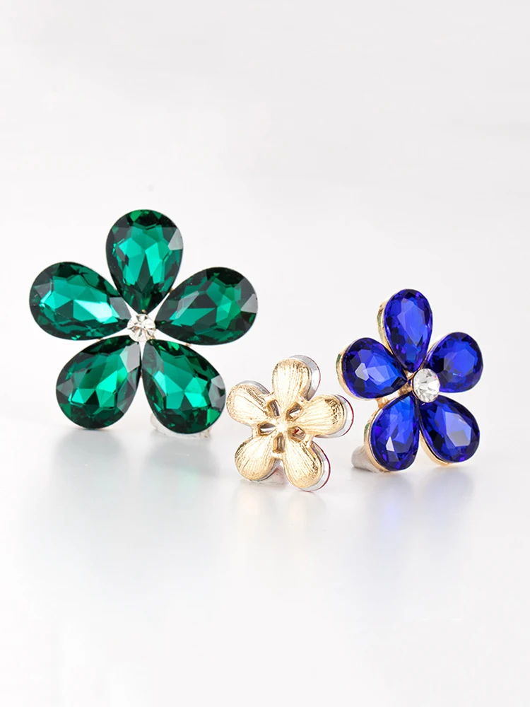 King Dragon Glass Rhinestone Flower Embellishment Button Used On Decoration 21MM 5PCS/Lot Flat Back